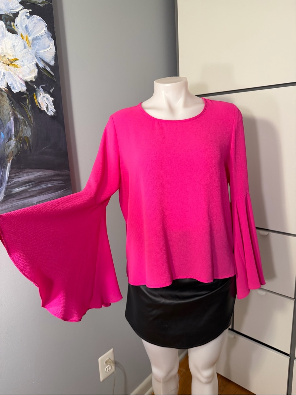 Vince Camuto Bright Hot Pink Bell Sleeve Blouse